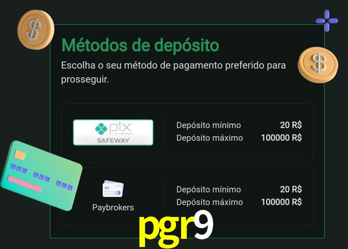 O cassino pgr9 oferece uma grande variedade de métodos de pagamento
